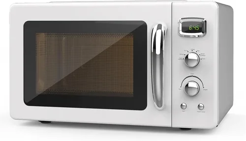 Vista 9 de SIMOE Horno microondas retro 0.9 pies cúbicos, 900W Compacto de encimera con 5 niveles de microondas y 8 funciones de cocción automática, bloqueo