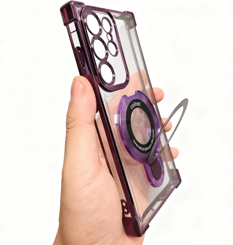 Vista 23 de Funda compatible con Samsung Galaxy S23 Carcasa rígida protectora con soporte de anillo transparente para Samsung S23, color negro