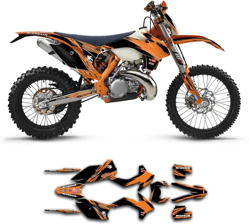 Vista 19 de Kit de calcomanías personalizadas para 125 200 250 300 350 450 500 EXC EXC-F XCW XC-W XCF-W 2014 2015, negro y azul, KTEXCW1416001-KR