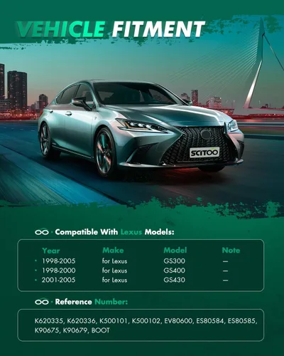 Vista 2 de SCITOO 12 piezas de rótula de brazo de control superior delantero extremos de barra de acoplamiento exterior interior con botas para Lexus GS300