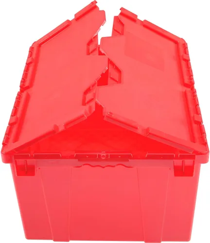 Vista 4 de Monoflo Contenedor de distribución industrial global con tapa abatible 23-3/4x19-1/4x12-1/2 rojo