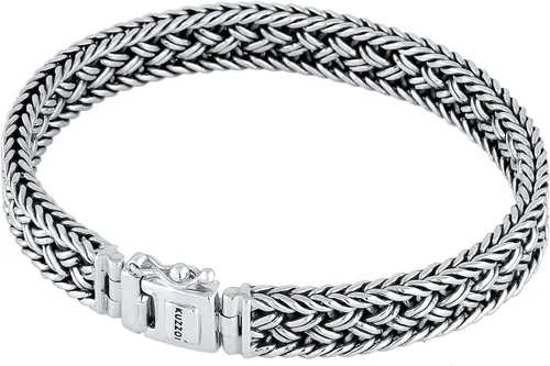 Vista 2 de kuzzoi Pulsera bizantina de plata de ley 925 para hombre, longitud 6,69 pulgadas - 8,27 pulgadas, ancho 0,39 pulgadas, 1.41 onzas, Metal