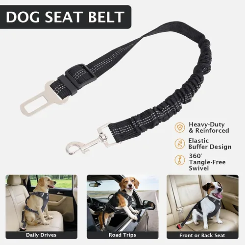 Vista 6 de IEUUMLER Arnés para perro sin tirones, chaleco reflectante con clip frontal con correa, cinturón de seguridad y correa de seguridad de respaldo, asa