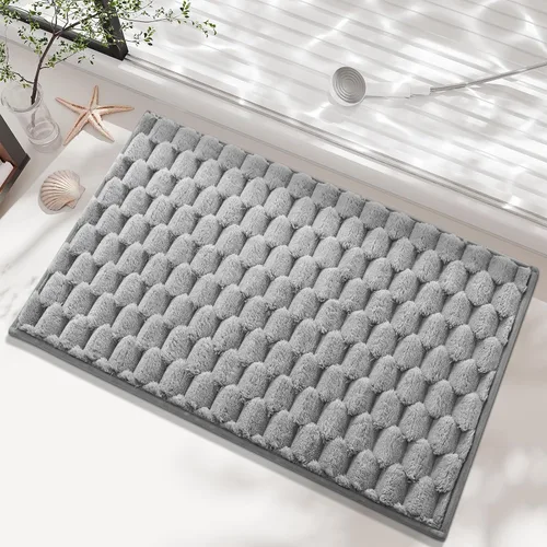 Vista 6 de Anybar Tapete de baño y tapete de baño de 16 x 24 pulgadas, tapete de ducha de franela de felpa antideslizante y absorbente, tapetes de baño suaves