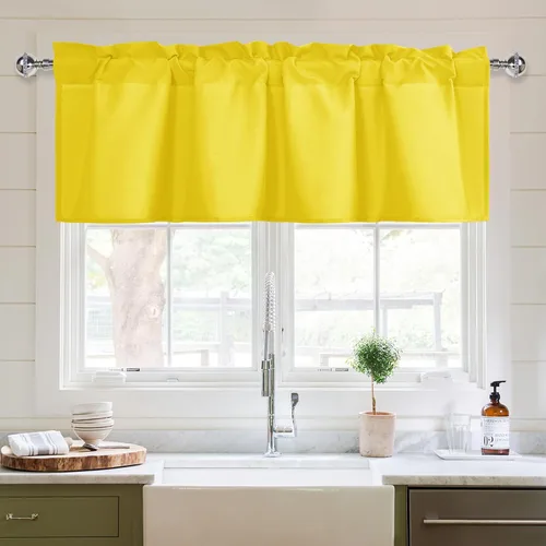 Vista 23 de XWZO Cortinas de cenefas de cocina para ventanas, sala de estar, dormitorio, baño, cubiertas superiores, estilo granja rústico, comedor, aislamiento