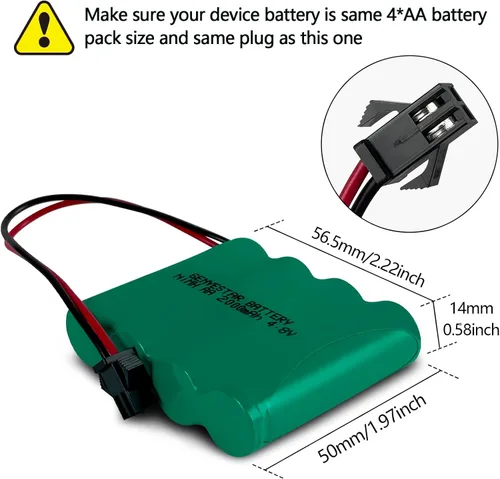 Vista 4 de Paquete de baterías de juguetes de 4.8 V, batería recargable Ni-MH AA de 2000 mAh con conector SM y cable de cargador USB, adecuada para luz solar
