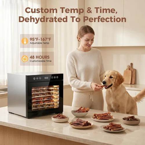 Vista 9 de PSIIDAN Food Dehydrator Machine 8 Trays Stainless Steel 650W Faster Dryer