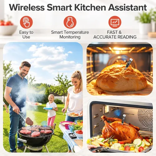 Vista 6 de Smart Wireless Meat Thermometer, 2 Wireless Probes, App Alerts, 360FT