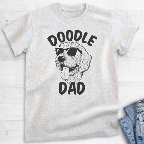 Vista 2 de EVERTREE CLOTHING Camiseta Doodle Dad, camisa unisex para hombre, dueño de garabatos dorados, el mejor regalo de perro para papá