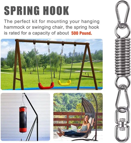Vista 3 de Kit para colgar silla de hamaca, accesorios de resorte oscilante, gancho giratorio de suspensión resistente para silla colgante, asiento mecedor