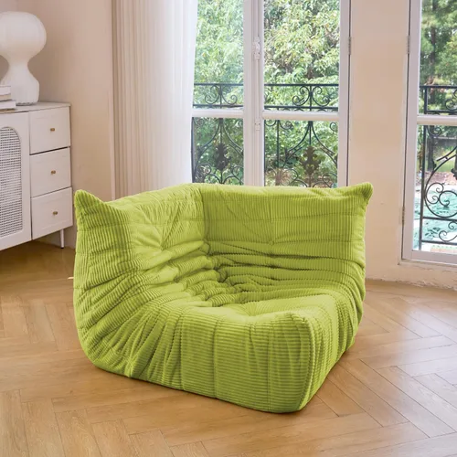 Vista 15 de N&V Fireside - Silla esquinera sin brazos, sofá de piso de pana suave de alta calidad, sofá de espuma para sala de estar, dormitorio y oficina Beige