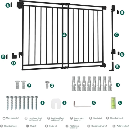 Vista 8 de Miumoon Puerta de bebé de 26.5-43 pulgadas sin barra inferior para escaleras, puerta de perro de cierre automático 2 en 1 para interiores con puerta