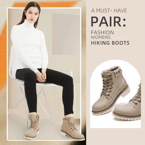 Vista 2 de Kkyc Botas de senderismo para mujer antideslizantes botas casuales.