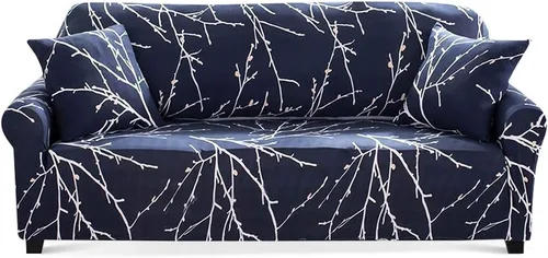 Vista 9 de Lamberia - Funda elástica para sofá de 3 plazas con estampado; incluye dos fundas para cojines gratis, (modelo Dandelion, Sofá 3 asientos)