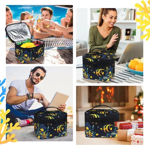 Vista 7 de Aosbos Bolsa de almuerzo para hombres y mujeres, bolsas aisladas para enfriar, bolsas térmicas, bolsa de almuerzo para contenedores de alimentos