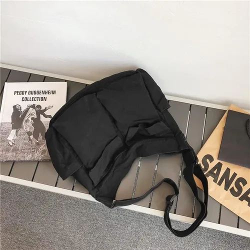 Vista 6 de Canvas Tote Bag, Messenger Bag with Pockets Large Shoulder Hobo Crossbody Bag for Women and Men