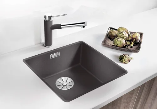 Vista 2 de BLANCO SUBLINE 400-F 523495 - Fregadero de cocina, color gris, 15.748 in