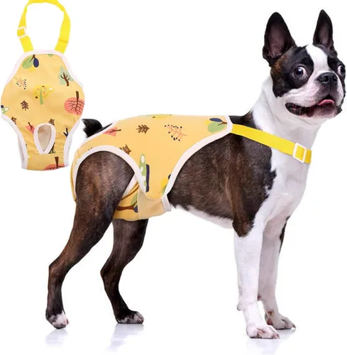 Vista 8 de QBLEEV Pañales para perras para hembra, lavables, sanitarios, con tirantes ajustables, pañales reutilizables para perros machos en celo, lindas