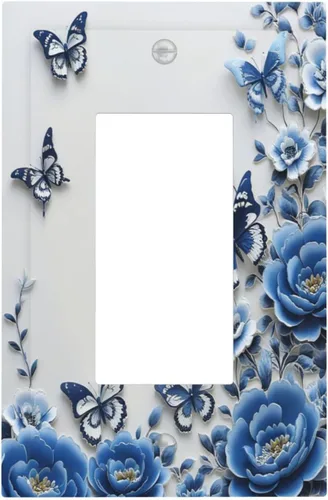 Vista 263 de Decorative Outlet Covers Blue Background White Cat Daisy Floral 2-Gang 1-Gang Wall Plate Single Toggle/Rocker Farmhouse Style Light Switch Covers