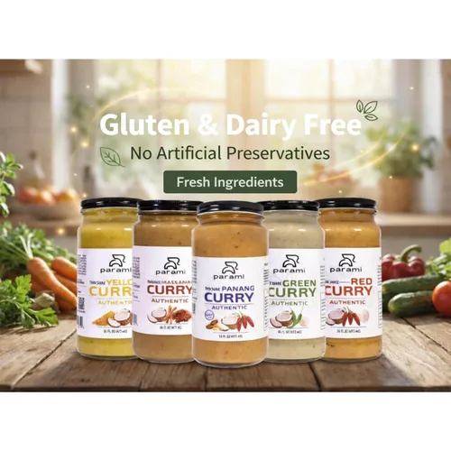 Vista 3 de Parami Salsa de curry tailandés tamaño 16 onzas (sin gluten, sin lácteos, sin nueces) (paquete de 1, verde)