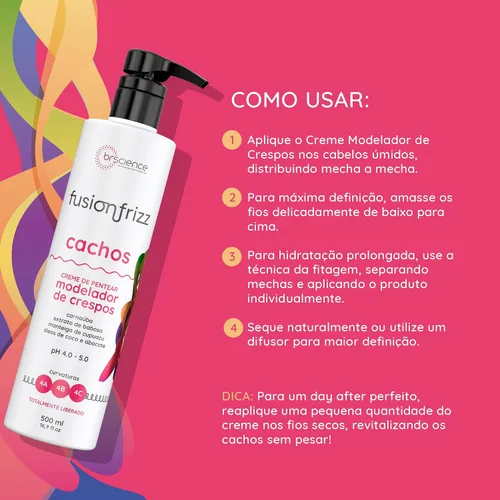 Vista 5 de Brscience Fusionfrizz Curls 4A, 4B, 4C - Crema de peinado rizado 16.9 fl oz