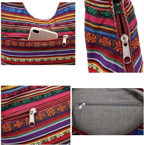 Vista 7 de KARRESLY - Bolso bandolera de algodón bohemio, estilo hippie, hecho a mano