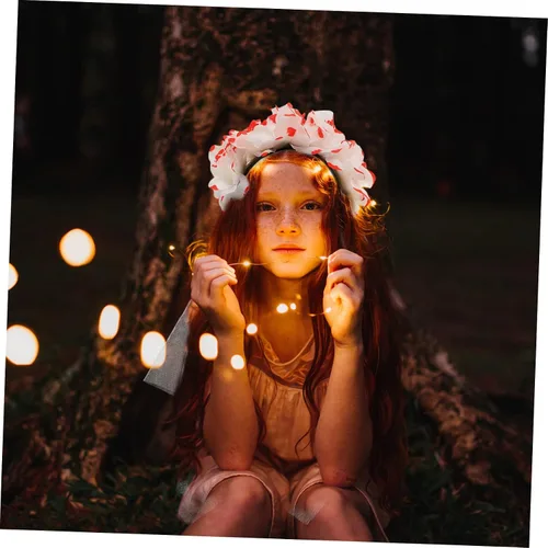 Vista 5 de SOIMISS Rose Flower Headband Halloween Rose Hair Day of The Dead Hair Band Rose Floral Veil Rose Veil Headband Mexican Flower Garland Headpiece