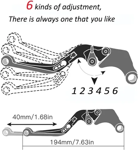 Vista 4 de Clutch For FZ8 FZ-8 2010-2018 Motorcycle Adjustable Folding Brake Clutch Levers Handgrip Handlebar Grips Ends Accessories Brake Handle(Black Black)