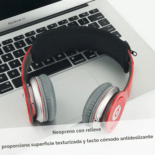Vista 3 de Protector universal de repuesto para cojín de diadema compatible con auriculares ATH M50X, QC 35i/35ii, QC25, Solo 2/Solo 3, Studio 2/3 (negro)