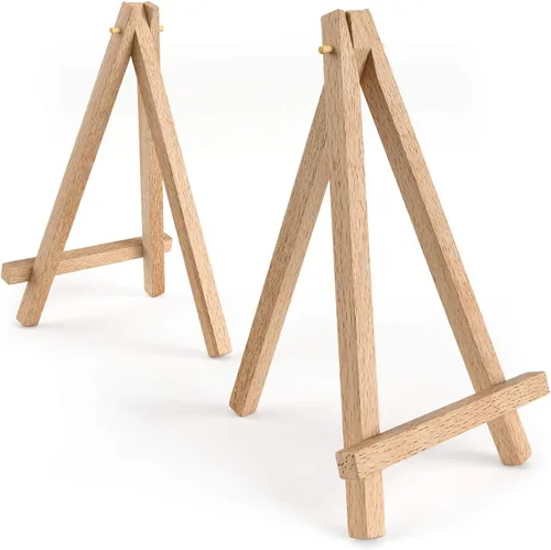 Vista 2 de ARTEZA Mini caballete de madera, paquete de 8, 8 pulgadas, soporte de exhibición ligero de madera de haya para fotos, lienzos, tarjetas de visita