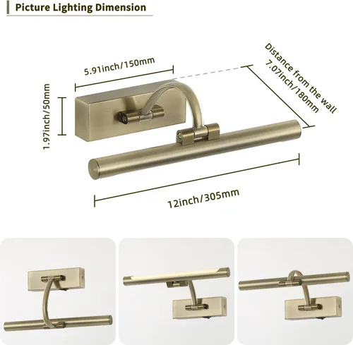 Vista 7 de DESOOP - Luces inalámbricas recargables para cuadros, iluminación de galería, luz de marco de fotos con batería, control remoto y temporizador, luz