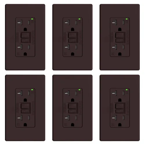 Vista 38 de ELEGRP Toma GFCI de 15 amperios, toma eléctrica GFI de autoprueba con diseño más delgado, receptáculo GFCI resistente a manipulaciones TR