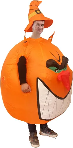 Vista 7 de VURPOKSI Inflatable Pumpkin Costume Funny Air Blow Up Costumes Jumpsuit Fancy Dress Cosplay for Halloween Christmas
