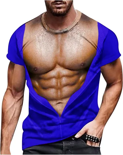 Vista 18 de Camisetas gráficas para hombre, grandes y altas, de manga corta, con estampado muscular, cuello redondo, casual, holgadas, para verano