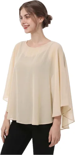 Vista 15 de Capas de gasa para mujer, chales y envolturas para poncho Negro