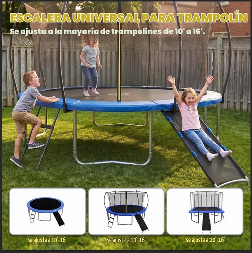 Vista 8 de Kit de diapositivas de escalera de trampolín, accesorios para trampolín incluyen tobogán y escalera