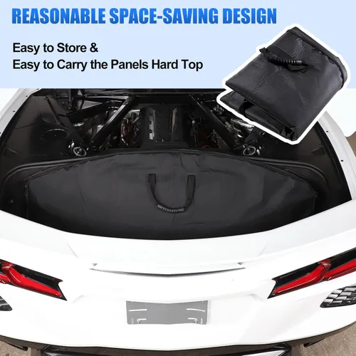 Vista 4 de Daeiclru Bolsa de almacenamiento extraíble para panel de techo compatible con Chevrolet Corvette C8 2020-2026, bolsa de almacenamiento rígida