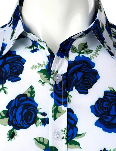 Vista 3 de ZEROYAA Camisas de vestir de manga larga con botones y estampado 3D para hombre, diseño urbano