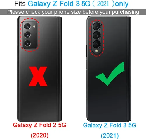 Vista 2 de KEZiHOME Funda de piel auténtica para Galaxy Z Fold 3 (bloqueo RFID) con ranura para tarjetas, funda para teléfono compatible con Galaxy Z Fold 3