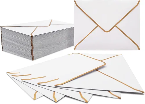 Vista 10 de 50 sobres de invitación de lujo, sobres negros de 5 x 7 pulgadas para boda, graduación