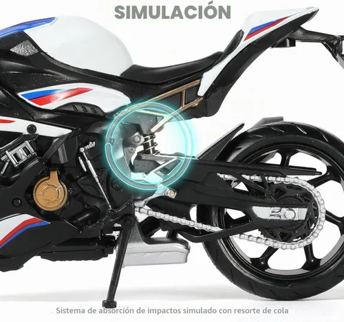 Vista 8 de 1:12 Modelo de motocicleta de juguete compatible con BMW S1000RR blanco MD004-blanco