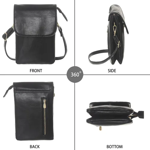 Vista 6 de MINICAT - Bolso cruzado para mujer, pequeño, bolsillos espaciosos, para celular, bolsa de mano para mujer