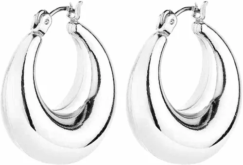 Vista 6 de Juego de aretes de aro gruesos de oro para mujer, chapados en oro de 14 quilates, hipoalergénicos, gruesos y abiertos, ligeros, Latón, No es una