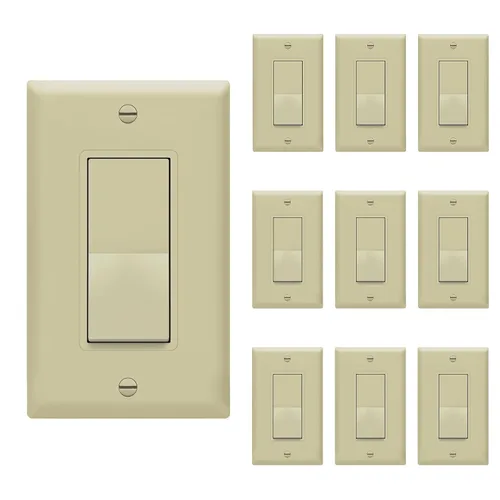 Vista 32 de ENERLITES - Interruptor de palanca decorativo de encendido/apagado con placas de pared, unipolar, 3 cables, tornillo de conexión a tierra, grado