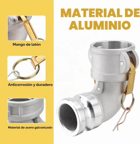 Vista 4 de Accesorio de manguera tipo DA para leva y ranura, codo de 90 grados, Camlock hembra de 2 pulgadas x 2 pulgadas Camlock macho, 250 PSI