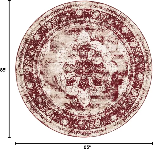 Vista 78 de Unique Loom Colección Sofia - Alfombra de área Salle Garnier (7' 1" x 10' Rectángulo, Borgoña/ Marfil)