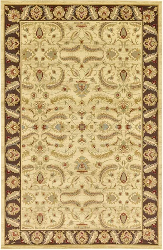 Vista 14 de Unique Loom - Colección Voyage - Alfombra redonda tradicional oriental, marrón, Polipropileno, Marrón/Azul Claro