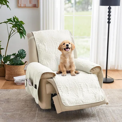 Vista 26 de Fundas acolchadas beige para sillas reclinables, impermeables, fundas para sillas reclinables para niños perezosos, fundas reclinables que admiten
