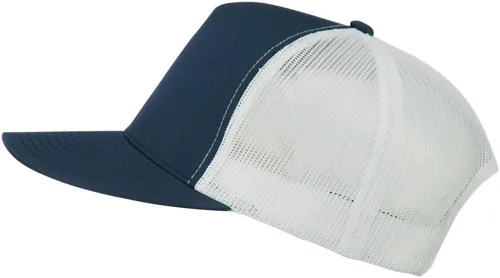 Vista 5 de Gorra clásica del Snapback del camionero de malla de dos tonos de 5 paneles - blanco marino