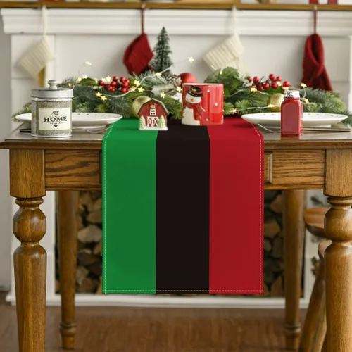 Vista 3 de Artoid Mode - Camino de mesa Juneteenth verde negro rojo, 19 de junio, orgullo de libertad africana, decoración de mesa de cocina y comedor